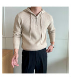 New British Leisure Men's Hooded Sweater Trendy Zip-up Preppy Style Slim-fit Long Sleeve Hoodies Casual Vintage Warmth Knitwear
