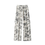 Mens Casual Pants Straight Leg Loose Fit Tactical Cargo Joggers Wide Leg Tie Dye Trousers Trendy Fashion Side Pocket pants man