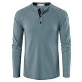 Autumn And Winter New Men's T-shirt Europe And The United States Men's Solid Color Long Sleeve Undershirt Henry Shirt Men