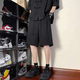 Summer Beige Suit Shorts Men Fashion Society Mens Black Dress Shorts Korean Loose Belt Suit Shorts Mens Office Formal Shorts