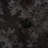 Harajuku Men Shirts Black Flower Print Short Sleeve Single Breasted Loose Shirt Hio Hop Beach Casual Streetwear Unisex