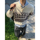 Men's Knitted Henry Sweaters Luxury Christmas Penguin Fair Island Long Sleeve Pullover Japanese Vintage Old Money Knitwear M-2XL