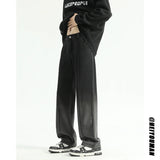 Pink Jeans Men Fashion Retro Black Casual Jeans Men Streetwear Hip-hop Loose Straight Jeans Mens Vintage Denim Trousers