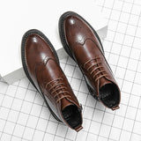 Men's formal Chelsea ankle boots fashion black Brugge natural leather wedding shoes men's office shoes