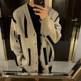 Autumn Clothing Men's Light Luxury Knitted Button Down Cardigan Sweater Long Sleeve Streetwear Patchwork Coat Fashion Knitwear