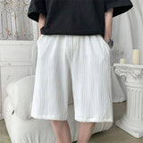 Summer Pleated Shorts Men Fashion White Casual Shorts Men Streetwear Korean Loose Ice Silk Shorts Mens Beach Shorts Plus Size