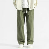New American Casual Pants Men Loose Straight Leg Trendy Versatile Trousers 5XL Elastic Waist Drawstring Clean Fit Streetwear