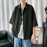 Men Shirts Summer Hip Hop Fashion High Street College Teens Korean Japanese Stylish Thin Рубашки Comfortable Simply Handsome Ins