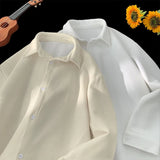Spring New Men's Shirts Long Sleeve Solid Color Casual Shirt 2025 Plus Size Harajuku Blouse Fashion Unisex Clothes