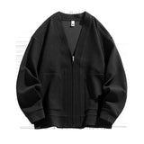 Autumn Men Jacket Coat Pockets Cardigan Sweater Plus Size 6XL 7XL 8XL Oversize Black Zipper Coats Male Business Outerwear