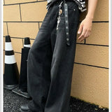 American Street Spring and Autumn Men and Women Trendy Personality Straight Tube Washed Jeans Couple Loose Retro Casual Pants