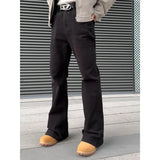 New Trendy Vintage Blackbell-bottom Men's Pants Extended Length High-fit Cleanfit Soft Jeans Casual Scene Male Style