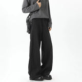 Grey Suit Pants Men Fashion Society Mens Black Dress Pants Korean Loose Straight Pants Mens Office Formal Trousers Plus Size