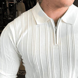 New American Chic Men Polo Sweater Light Luxury Trendy Fitness Knit Solid Color Pullover Leisure Slim-fit Long Sleeve Knitwear