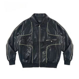 American Vintage Up Leather Jacket  Autumn New Street Trend Lapel Coat Men Hip Hop Harajuku Punk Casual Loose Motorcycle Jacket