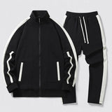 2025 Fall Casual Sports Set men 2 Piece Lapel Jacket Straight Leg Elastic Waist Pants Outdoor Activewear Hoodie Sweatpants