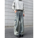 Cargo jeans men new Side pocket design Men's Denim full trousers Male Casual Youth street dance Loose Wide Leg jeans unisex