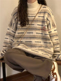 American autumn and winter street fashion individual round neck sweater for couples loose retro casual knitted Harajuku top y2k