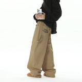 American Style Wide Leg Straight Cargo Pants Letter Printed Men's Baggy Casual Fashion Overalls Streetwear Male Mopping Trousers