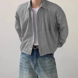 Men Striped Shirt Lapel Long Sleeve Loose Korean Style Men Clothing Streetwear 2024 Fashion Casual Male Shirts S-5XL
