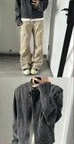 Punk Gray Denim Jacket Men's American Retro Heavy Industry Coat Metal Design Stand Collar Old Washed Short Spliced Street Jacket