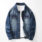 New Vintage Washed Retro Blue Denim Jacket For Men'S Trendy Brand Loose Oversized Lapel Workwear Top