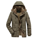 Military Cargo Jackets Mens Parka Men Fleece Hooded Coat Thick Warm Trench Winter Male Jacket Coat Plus Size Velvet Warm Coat