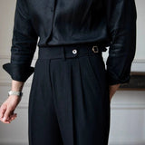 Light Luxury Men's Naples Draped Suit Pants Casual Solid Color Straight Premium Quality Dress Pants Wedding Banquet Business