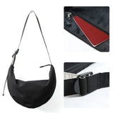 Solid Hobos Crossbody Bag for Men Large Capacity Oxford Waterproof Half Moon Belt Bag Fashion All-match Men Shoulder Bag