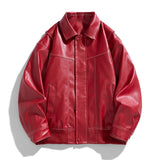 Europe The United States Trend Leather Jacket Spring Autumn New Loose Trend Men's Couple Jacket Lapel Motorcycle Handsome Coats