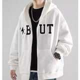 Youth Popular Hong Kong Style American Cardigan Hoodie Boys 2024 Y2k Harajuku New Autumn Trend Heavy Teenage Loose Hooded Jacket