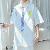 Preppy Style Men's Floral Shirt Summer Print Shirts Short Sleeve Tops Streetwear Loose Casual Hawaiian Shirts Men Clothing