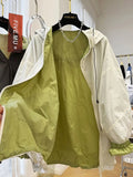 Design-sensory Zippers Trench Coat Both Sides Thin Hooded Jacket Korean 2025 Summer Spliced Jacket High-end Sunscreen Clothes