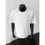 Breathable Mens Round Neck T-Shirt man Zip Detail Trendy Design New Urban Streetwear Casual Summer Tee Comfort Fit Stylish Soft