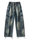 Summer Men's Jeans Flap Pockets Lightweight Denim Cargo Pants Big Size 8XL 7XL 6XL Wide Leg Baggy Jeans Straight Trousers