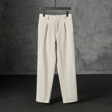 New Japanese Retro Male Suit Pants Light Luxury Straight Draped Button-down Business Casual Pants Premium Slim Elegant Trousers