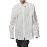 Dark Style Niche Design Shirt Pleated High-End Shirt Autumn New Japanese Harajuku Style Solid Color Casual Y2k Tops For Men