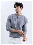 New Fashion Men Henry Sweater Light Luxury Knitted Solid Color Long Sleeve Pullover Premium Quality Skin-friendly Knitwear M-3XL
