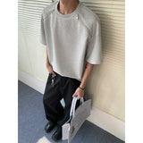 Summer Short Sleeved T-shirt Men Zipper Casual T Shirt Men Streetwear Korean Loose Checkered Tshirt Mens Top Plus Size 4XL