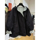 Design-sensory Zippers Trench Coat Both Sides Thin Hooded Jacket Korean 2025 Summer Spliced Jacket High-end Sunscreen Clothes