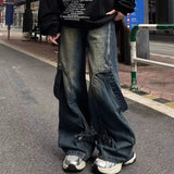 American high street men and women trendy hip-hop loose straight leg jeans for couples personalized wide leg casual pants y2k
