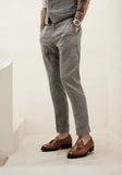 Vintage Naples Linen Pants Men British Style High Waist Slim Fit  Trousers Spring Summer Fashion Casual Ankle-Length Suit Pants