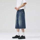 Oversized Baggy Men's Denim Shorts Summer Fashion Retro Casual Loose Wide-leg Calf-length Jeans Harajuku Y2K Streetwear