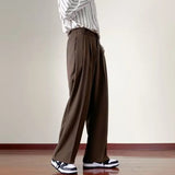Brown Black Suit Pants Men Fashion Social Mens Dress Pants Korean Loose Straight Wide Leg Pants Mens Office Formal Trousers