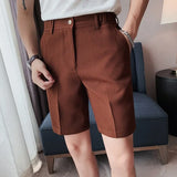 Men's Summer Slim-fit Suit Shorts Light Luxury Stylish Popular Clothes Leisure Streetwear Korean Style Waffle Plaid Half-pants