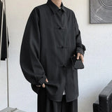 New Chinese Style Fold-button Shirt Men's Long-sleeved Hanfu Tang Suit Jacket Chinese Style Jacket Men's Fashion Tops Urban