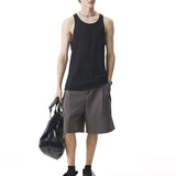 Summer Men's Solid Color Sleeveless Vest Y2k Korean Version Loose Casual Fashion Street Trend Simple Men's New Round Neck Top