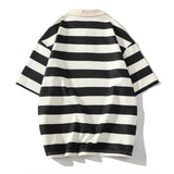 New Striped Polo Shirt Men T-shirt Casual Short Sleeve Fashion Streetwear Men's Clothing Tops Tees Striped Oversized Men T-shirt