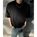 Summer Cotton Short Sleeved T-shirt Men Black White Casual T Shirt Men Korean Stand Up Collar Tshirt Mens Top Plus Size 5XL