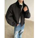 Autumn Winter Cotton Padded Jacket Men Stand Collar Warm Comfortable Thick Bomber Jacket Mens Casual Zip Up Short Jacket